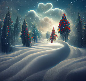 Storyville Magical Winter Wonderland with Heart Cloud Digital Background